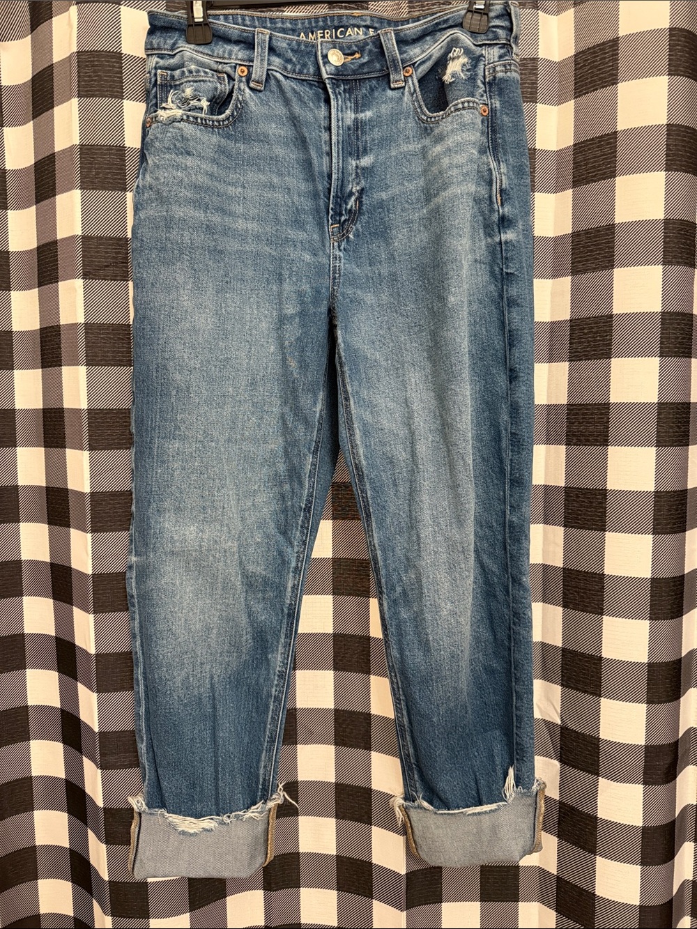 American Eagle Outfitters Light Blue Boyfriend Jeans with Rolled Cuffs